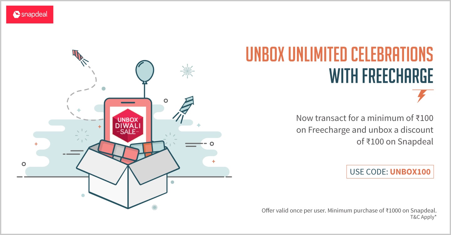 Recharge on Freecharge to unbox happiness on snapdeal!